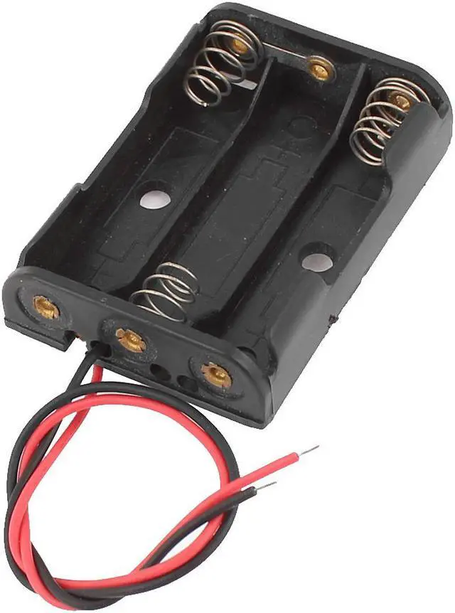 Main image of Unique Bargains Plastic Spring Load Wires Batteries Box Case for 3x1.5V AAA Battery