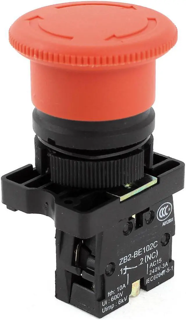 Main image of ZB2-BE102C Emergency Stop Latching Red Sign Push Button Switch NC 240V 3 Amp