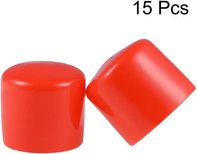 Alt view image 2 of 3 - 15pcs Rubber End Caps 1 1/4"(32mm) ID Vinyl Round End Cap Cover Screw Thread Protectors Red