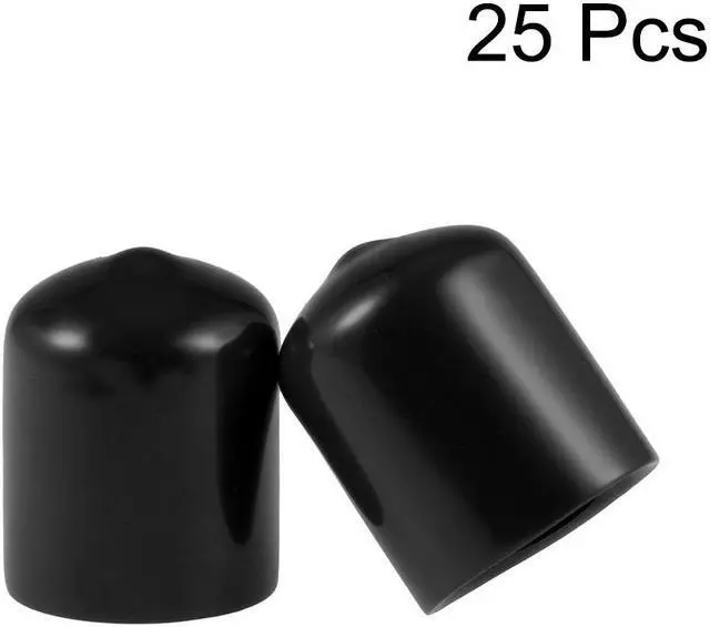 Alt view image 2 of 3 - 25pcs Rubber End Caps 3/4"(19mm) ID Vinyl Round End Cap Cover Screw Thread Protectors Black