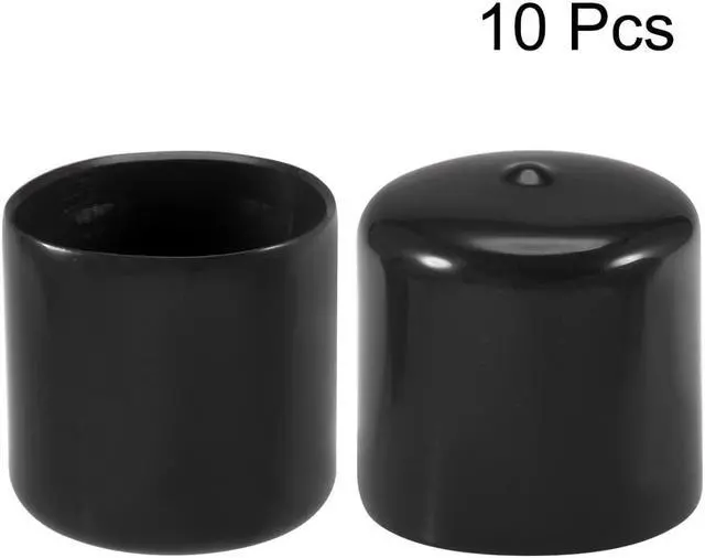 Alt view image 2 of 3 - 10pcs Rubber End Caps 45mm ID Vinyl Round End Cap Cover Screw Thread Protectors Black