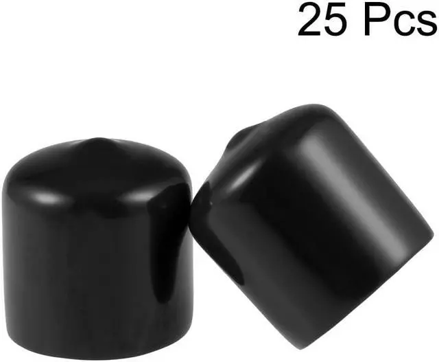 Alt view image 2 of 3 - 25pcs Rubber End Caps 7/8"(22mm) ID Vinyl Round End Cap Cover Screw Thread Protectors Black