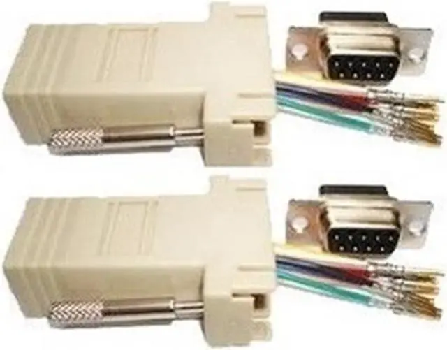 Alt view image 5 of 5 - RS232 DB9 Male Connector to RJ45 Female Ethernet Adapter Gray