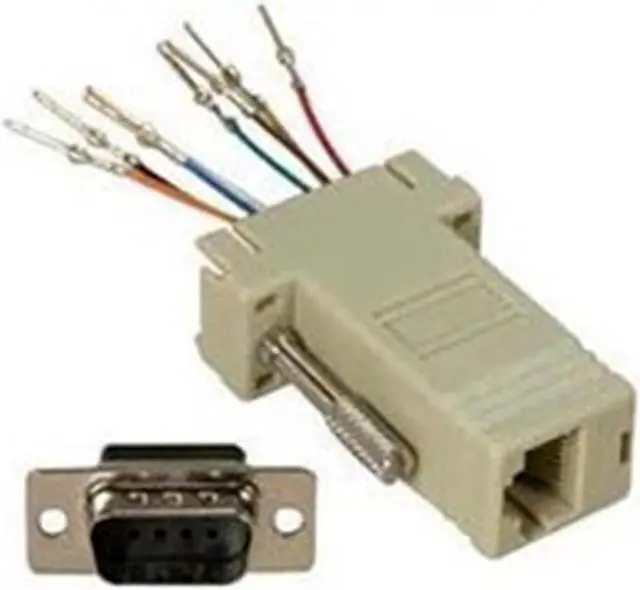 Alt view image 4 of 5 - RS232 DB9 Male Connector to RJ45 Female Ethernet Adapter Gray