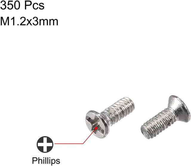 Alt view image 2 of 3 - M1.2 x 3mm Phillips Screw Fastener Silver Tone for Laptop PC TV Fan Audio Switch 350pcs