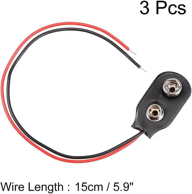 Alt view image 2 of 3 - 3pcs DC 9V Battery Clip I-Type Soft Buckle Connector Lead Wire 15cm Length