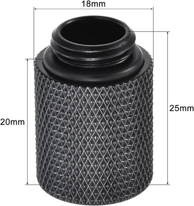Alt view image 7 of 7 - Male to Female Extender Fitting G1/4 x 20mm for PC Water Cooling System Black