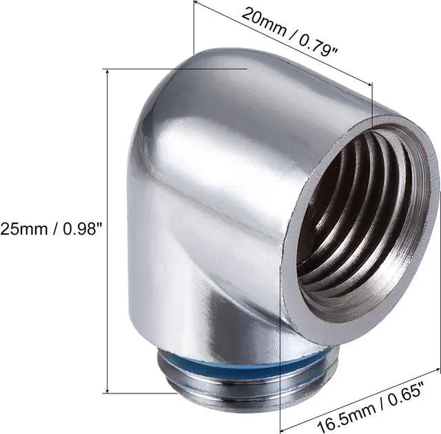 Alt view image 2 of 5 - 90° Male to Female Extender Fitting G1/4 for Water Cooling System Silver 4pcs