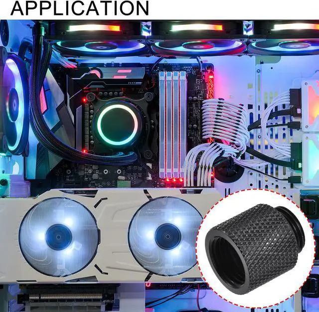 Alt view image 5 of 5 - Male to Female Extender Fitting G1/4 x 15mm for PC Water Cooling System Black