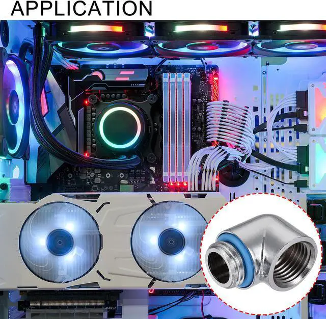 Alt view image 5 of 5 - 90° Male to Female Extender Fitting G1/4 for Water Cooling System Silver 4pcs