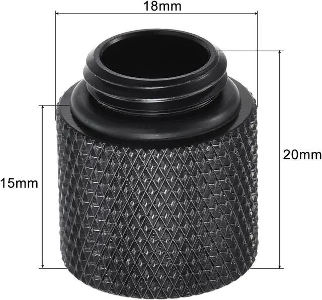 Alt view image 2 of 5 - Male to Female Extender Fitting G1/4 x 15mm for PC Water Cooling System Black