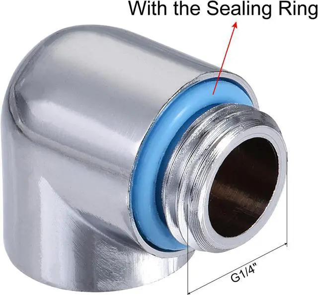 Alt view image 3 of 5 - 90° Male to Female Extender Fitting G1/4 for Water Cooling System Silver 4pcs