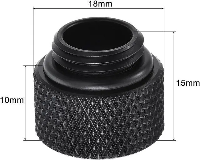 Alt view image 2 of 5 - Male to Female Extender Fitting G1/4 x 10mm for PC Water Cooling System Black 4pcs