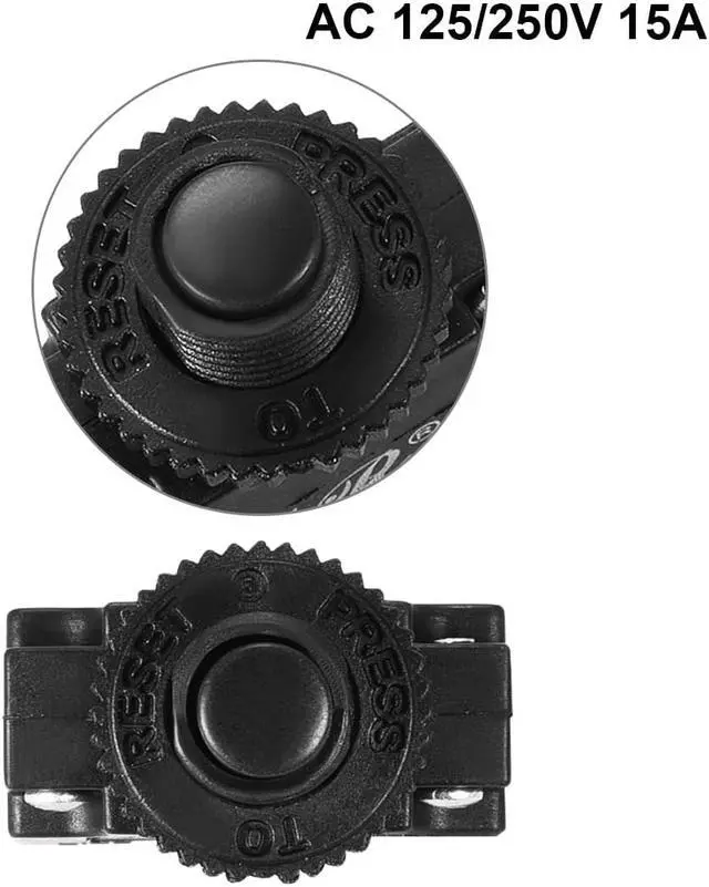 Alt view image 2 of 3 - 5Pcs Thermal Overload Protector AC 125/250V 15A Push Button Reset Circuit Breaker