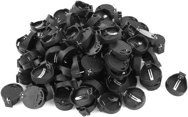 Main image of 100 Pcs CR2032 CR2025 Coin Cell Button Battery Socket Holder Case Black
