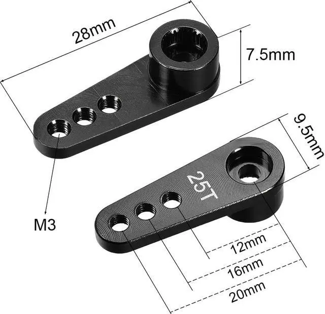 Alt view image 3 of 4 - 2PCS RC Products 25T Aluminum Servo Horn for RC Hobby Model Truck Buggy Futaba - Black