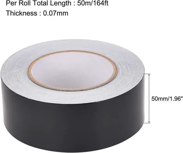 Alt view image 2 of 4 - 50mm Aluminum Foil Tape High Temperature Tape for HVAC, Sealing, Patching Hot and Cold Air Ducts Single Sided Adhesive Tape 50m/164ft Black