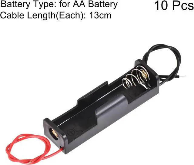 Alt view image 3 of 6 - Battery Case Storage Box 1 Slot x 1.5V 2-Wire Lead for 1 x AA Battery 10 Pcs