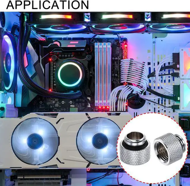 Alt view image 5 of 5 - Male to Female Extender Fitting G1/4 x 10mm for PC Water Cooling System Silver 4pcs