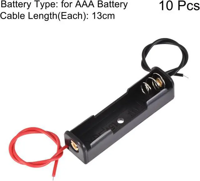 Alt view image 3 of 6 - Battery Case Storage Box 1 Slot x 1.5V 2-Wire Lead for 1 x AAA Battery 10 Pcs