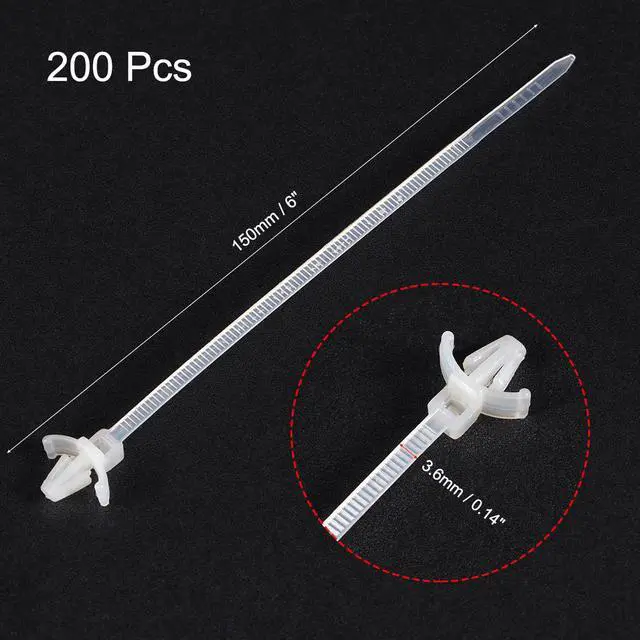 Alt view image 3 of 4 - Cable Zip Ties 6 Inch Push Mount Winged Nylon Wire Cord Strap White 200pcs