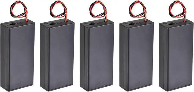 Main image of Battery Case Storage Box 2 Slots x 3.7V 2-Wire Lead ON/OFF Switch with Cover for 2 x 18650 Battery 5Pcs