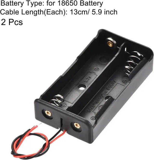 Alt view image 3 of 6 - Battery Case Storage Box 2 Slots x 3.7V 2-Wire Lead for 2 x 18650 Battery 2 Pcs