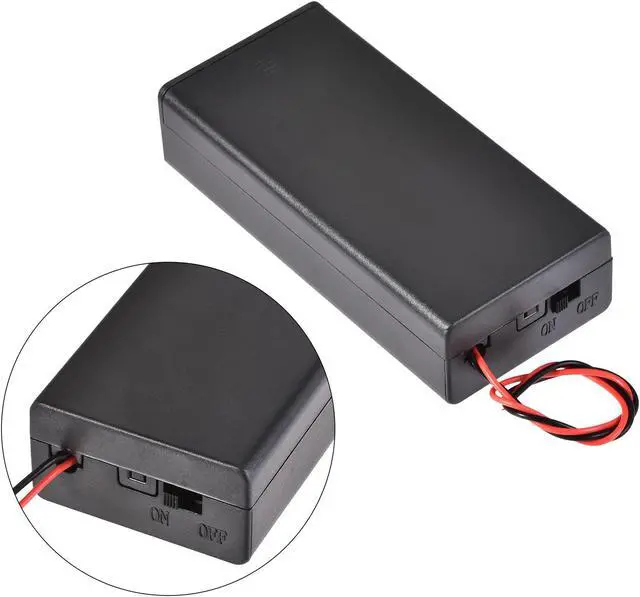 Alt view image 4 of 6 - Battery Case Storage Box 2 Slots x 3.7V 2-Wire Lead ON/OFF Switch with Cover for 2 x 18650 Battery 5Pcs