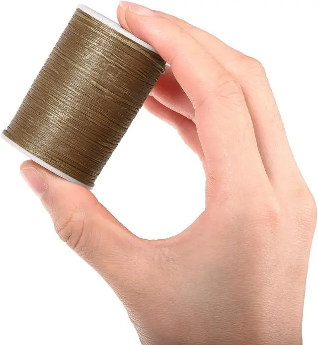 Alt view image 4 of 5 - Leather Sewing Thread 98 Yards 150D/0.8mm Polyester Waxed Cord for Manual and Machine Sewing, Raw Umber