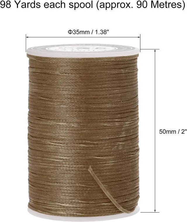 Alt view image 2 of 5 - Leather Sewing Thread 98 Yards 150D/0.8mm Polyester Waxed Cord for Manual and Machine Sewing, Raw Umber