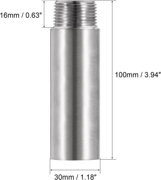 Alt view image 2 of 6 - Shower Head Extension Arm Stainless Steel G3/4 Male to G3/4 Female Thread 100mm Length Cast Pipe Fitting Coupler