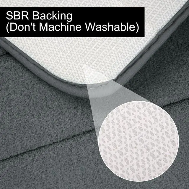 Alt view image 4 of 7 - Memory Foam Absorbent Bath Non-slip Mat Rug Shower Carpet Dark Gray 32 x 20 Inch