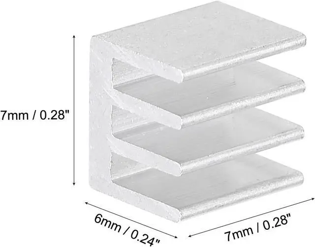 Alt view image 3 of 4 - 7x7x6mm Silver Tone Thermal Self Adhesive Aluminum Heatsink Electronics Cooler 20 Pcs