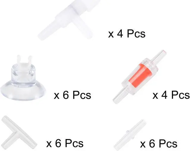 Alt view image 2 of 6 - Silicone Tubing 4mm ID 6mm(1/4") OD 5m Aquarium Air Hose with Check Valves, Suction Cups, Connectors, Regulating Valve