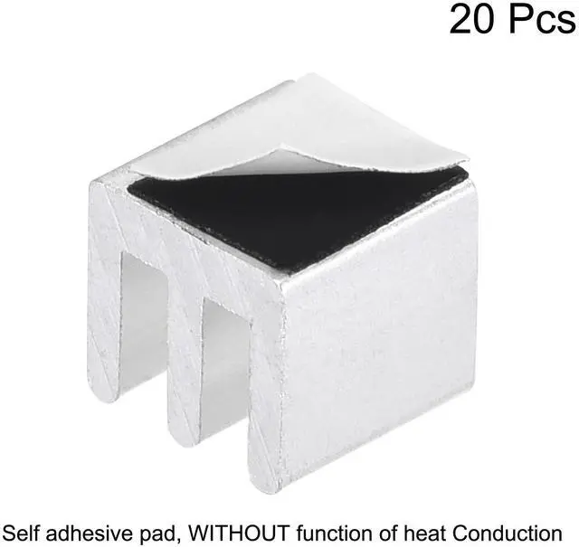 Alt view image 2 of 4 - 8.5x8.5x8mm Silver Tone Self Adhesive Aluminum Heatsink Electronics Cooler for IC, MOS 20 Pcs