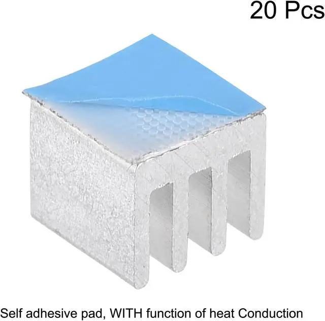 Alt view image 2 of 4 - 7x7x6mm Silver Tone Thermal Self Adhesive Aluminum Heatsink Electronics Cooler 20 Pcs