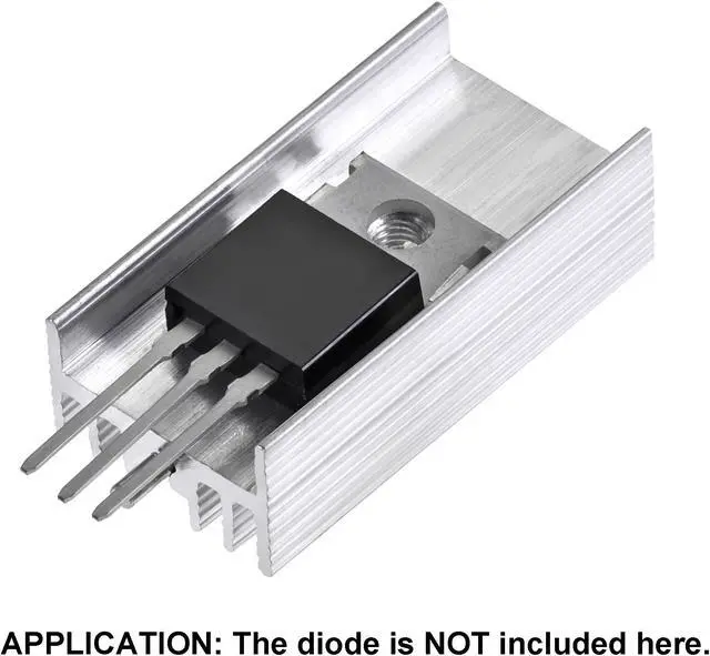 Alt view image 4 of 5 - 30mm x 15mm x 10mm TO-220 Aluminum Heatsink for Cooling MOSFET Transistor Diodes with a Support Pin 20pcs