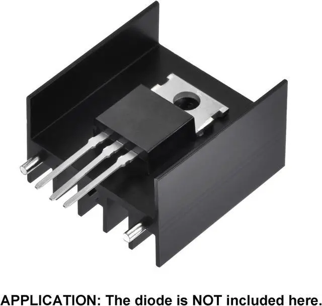 Alt view image 4 of 5 - 25mm x 23mm x 16mm TO-220 Aluminum Heatsink for Cooling MOSFET Transistor Diodes with 2 Support Pin Black 10pcs