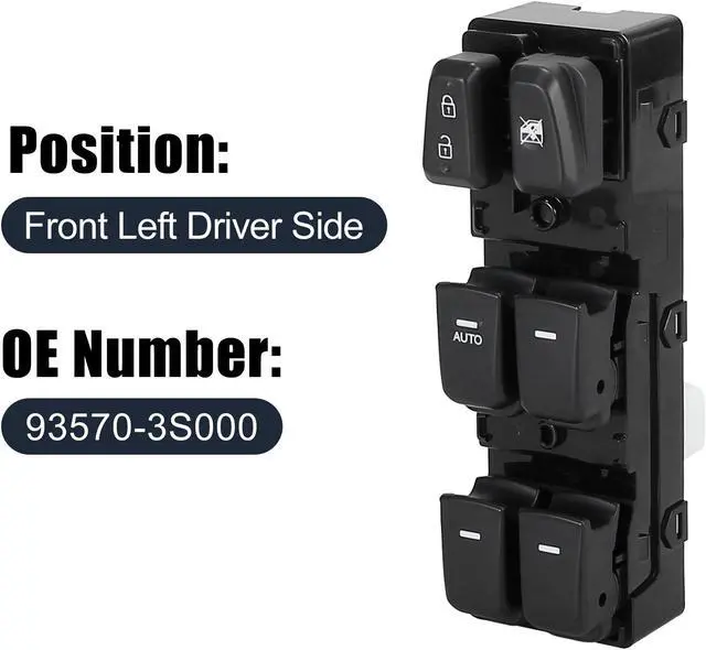 Alt view image 2 of 6 - 93570-3S000 Car Power Window Control Switch Master Window Switch Black Front Left for Hyundai Sonata 2011-2015