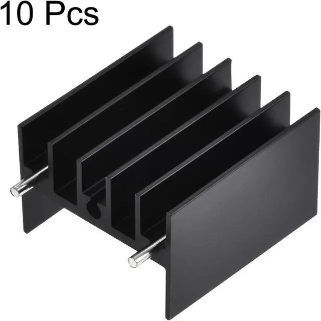 Alt view image 3 of 5 - 25mm x 23mm x 16mm TO-220 Aluminum Heatsink for Cooling MOSFET Transistor Diodes with 2 Support Pin Black 10pcs