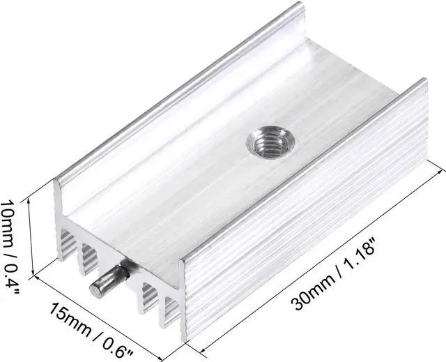 Alt view image 2 of 5 - 30mm x 15mm x 10mm TO-220 Aluminum Heatsink for Cooling MOSFET Transistor Diodes with a Support Pin 20pcs