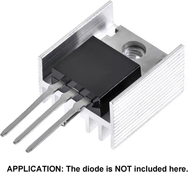 Alt view image 4 of 5 - 16mm x 15mm x 10mm TO-220 Aluminum Heatsink for Cooling MOSFET Transistor Diodes with a Support Pin 10pcs