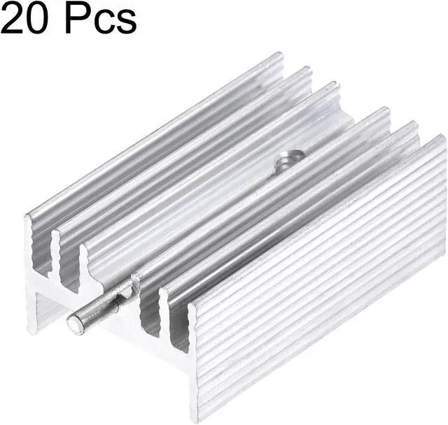 Alt view image 3 of 5 - 25mm x 15mm x 10mm TO-220 Aluminum Heatsink for Cooling MOSFET Transistor Diodes with a Support Pin 20pcs
