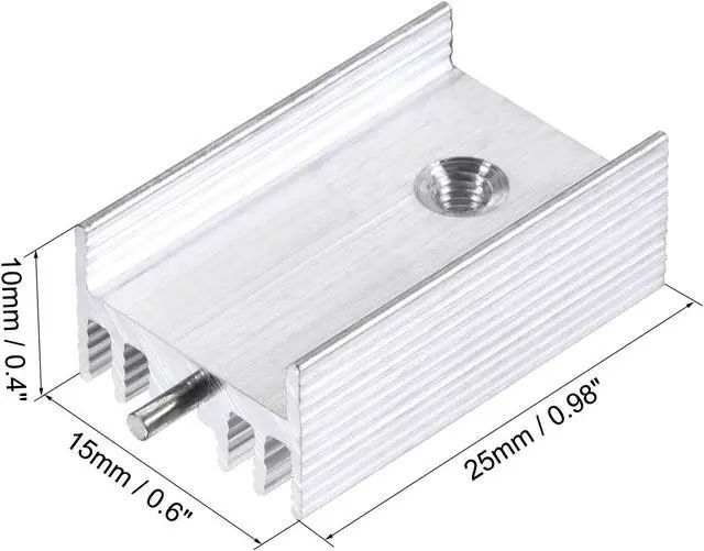 Alt view image 2 of 5 - 25mm x 15mm x 10mm TO-220 Aluminum Heatsink for Cooling MOSFET Transistor Diodes with a Support Pin 20pcs