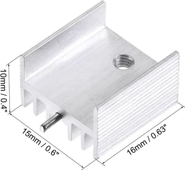 Alt view image 2 of 5 - 16mm x 15mm x 10mm TO-220 Aluminum Heatsink for Cooling MOSFET Transistor Diodes with a Support Pin 10pcs