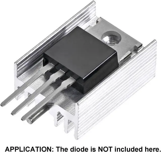 Alt view image 4 of 5 - 21mm x 15mm x 10mm TO-220 Aluminum Heatsink for Cooling MOSFET Transistor Diodes with a Support Pin 20pcs
