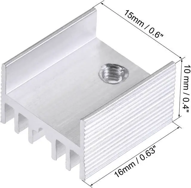 Alt view image 2 of 5 - 16mm x 15mm x 10mm TO-220 Aluminum Heatsink for Cooling MOSFET Transistor Diodes 10pcs