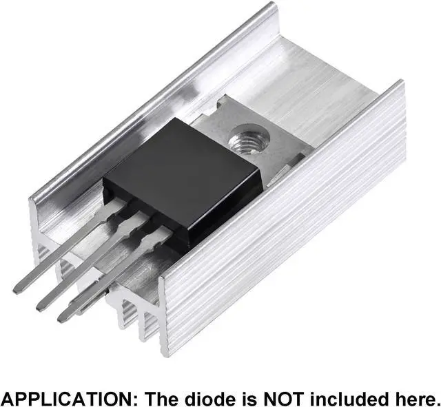 Alt view image 4 of 5 - 30mm x 15mm x 10mm TO-220 Aluminum Heatsink for Cooling MOSFET Transistor Diodes with a Support Pin 10pcs
