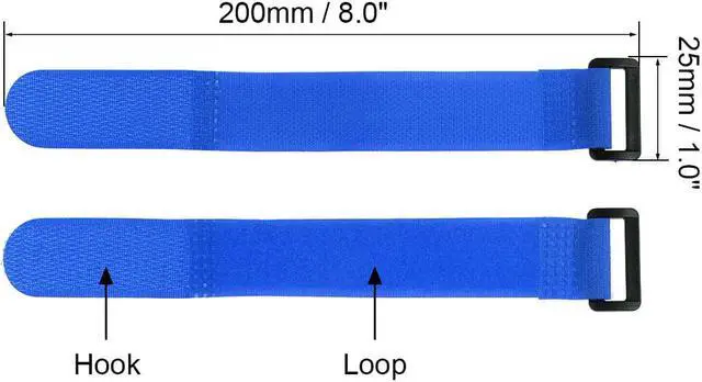 Alt view image 2 of 4 - 20pcs Hook and Loop Straps, 1-inch x 8-inch Securing Straps Reusable Fastening Cable Tie (Blue)