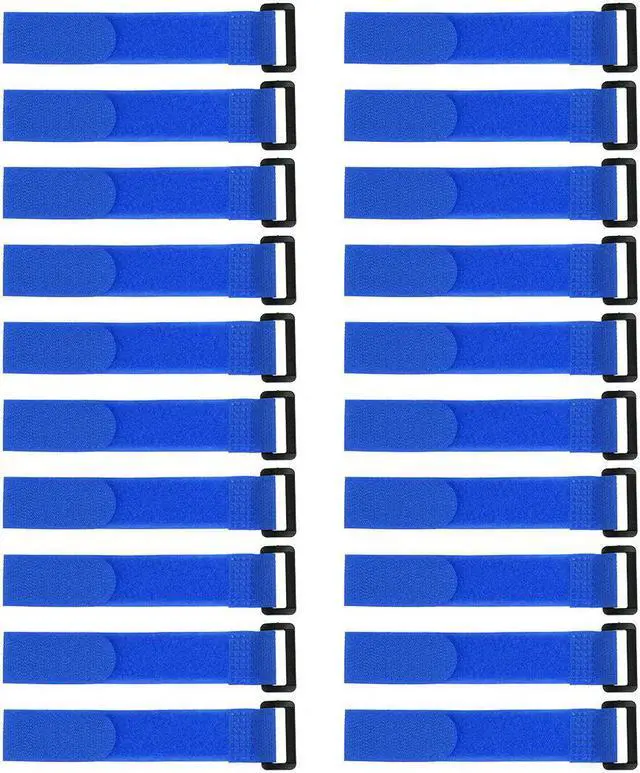 Main image of 20pcs Hook and Loop Straps, 1-inch x 8-inch Securing Straps Reusable Fastening Cable Tie (Blue)